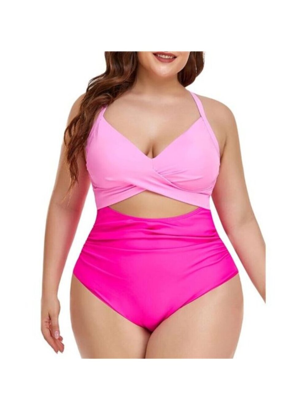 Women's One Piece Swimsuits Tummy Control Cutout High Waisted Bathing Pink/light - Picture 5 of 6